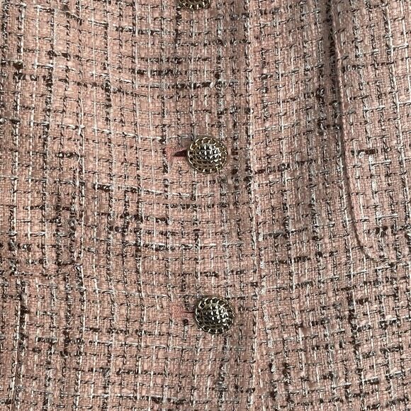 NEW Karl Lagerfeld Paris Tweed Gold Button Blazer Women's Size 4 Pink Career - Picture 9 of 15